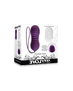 Evolved Eager Egg Vibrating & Thrusting Egg w/Remote - Purple
